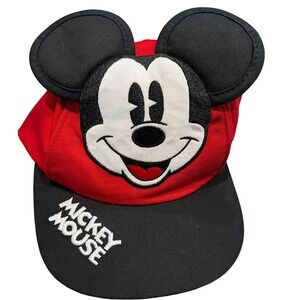 Disney Mickey Mouse Red Black Snapback Hat Kids Infant‎ 49cm Disney Parks